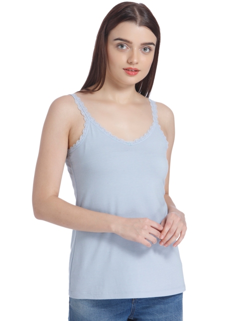 

Vero Moda Women Blue Solid Fitted Top