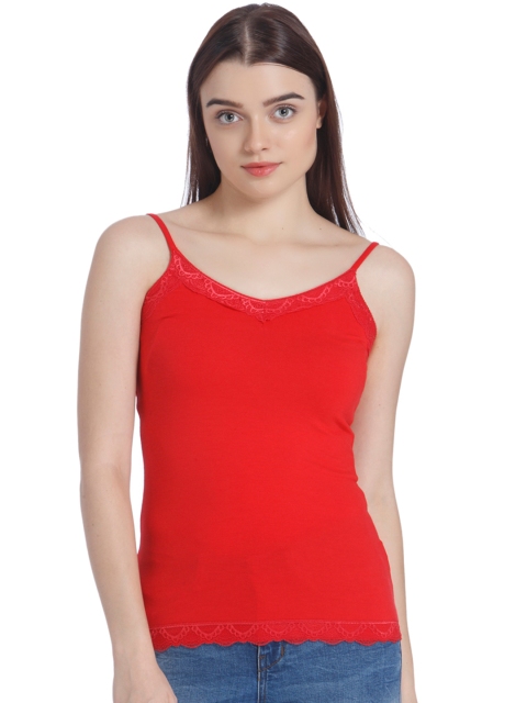

Vero Moda Women Red Solid Fitted Top