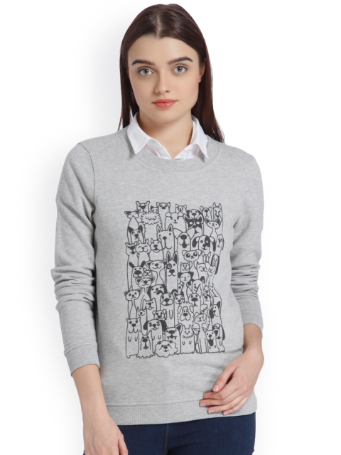 

Vero Moda Women Grey Melange Printed Sweatshirt