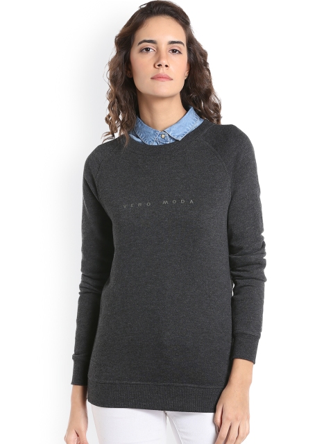 

Vero Moda Women Charcoal Grey Solid Sweatshirt