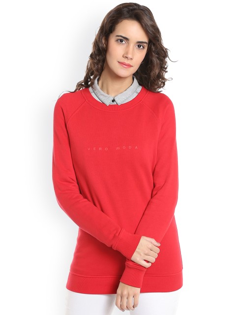 

Vero Moda Women Red Solid Sweatshirt