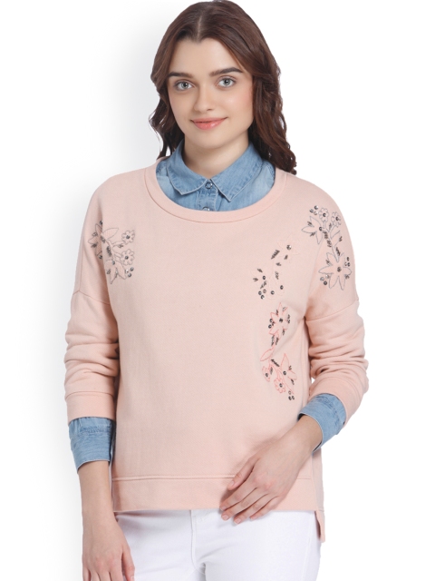 

Vero Moda Women Peach-Coloured Self-Design Sweatshirt