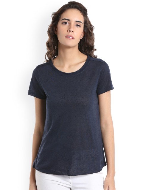 

Vero Moda Women Navy Solid Round Neck T-shirt, Navy blue