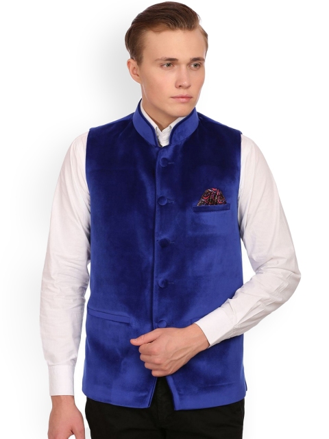 

Wintage Blue Velvet Nehru Jacket