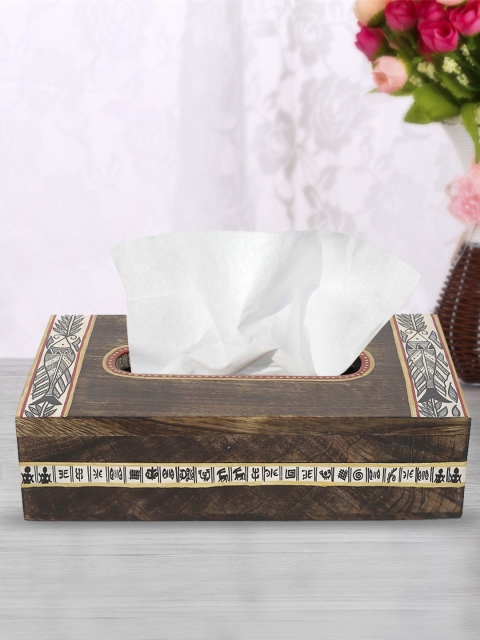 

Unravel India Brown Printed Wooden Handcrafted Tissue Box Holder