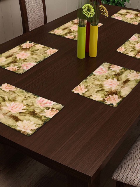 

SWAYAM Beige & Peach Set of 6 Digital Print Tablemats