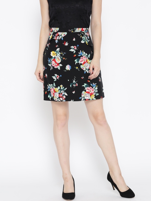

DOROTHY PERKINS Black Floral Print A-Line Skirt