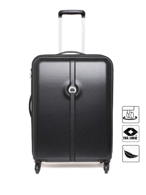 

DELSEY Unisex Black Clava Textured Medium Trolley Suitcase