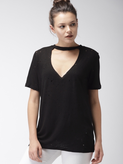 

FOREVER 21 Women Black Solid Top