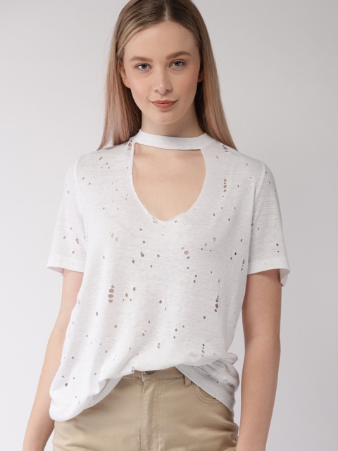 

FOREVER 21 Women White Solid Top