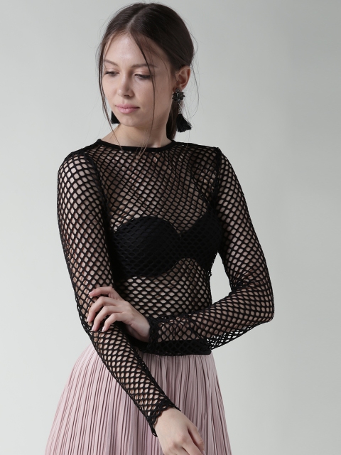 

FOREVER 21 Black Mesh Bodysuit