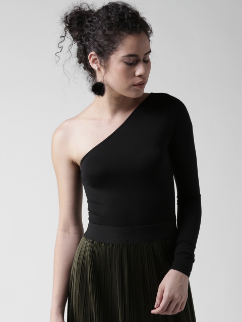 

FOREVER 21 Black One-Shoulder Bodysuit