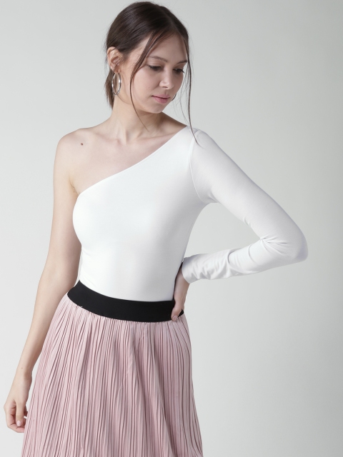 

FOREVER 21 Off-White One-Shoulder Bodysuit