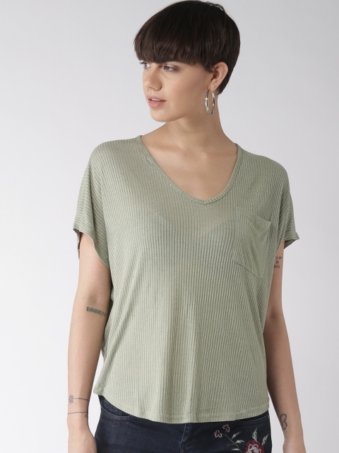

FOREVER 21 Women Olive Green Top