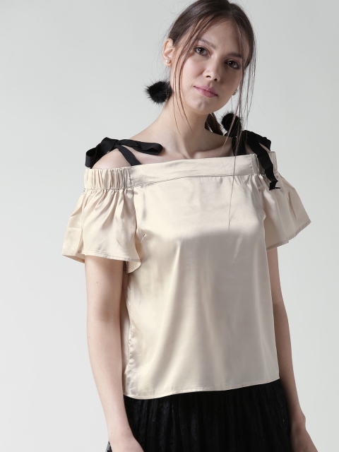 

FOREVER 21 Women Cream-Coloured Solid Top