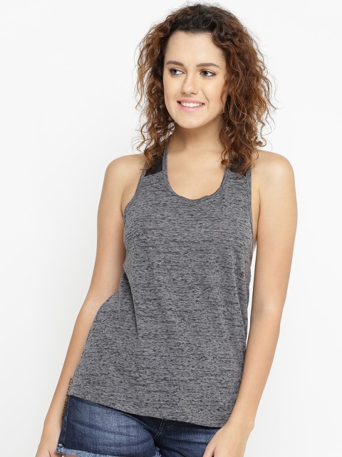 

FOREVER 21 Women Grey Melange Solid Tank Top