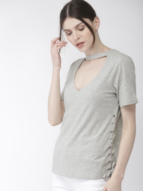 

FOREVER 21 Women Grey Solid Regular Top