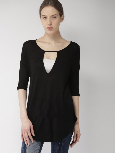 

FOREVER 21 Women Black Solid Top