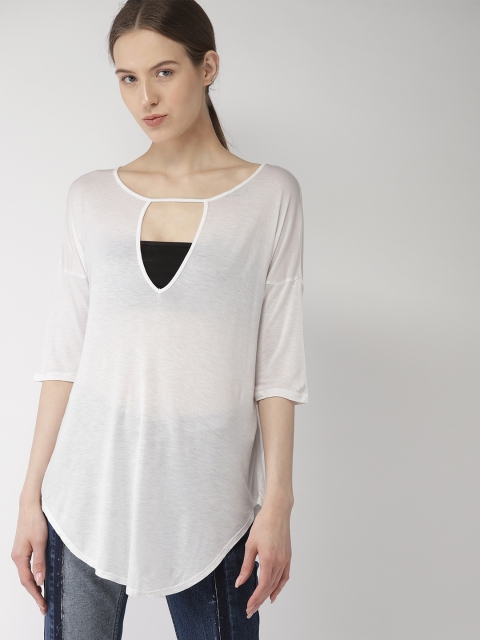 

FOREVER 21 Women Off-White Solid Top