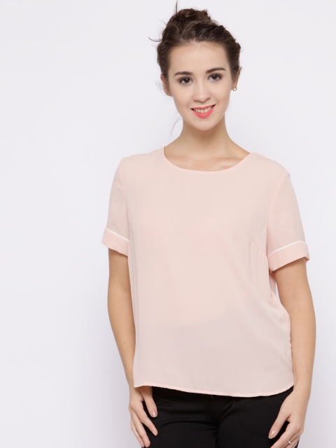 

FOREVER 21 Women Peach-Coloured Solid Top