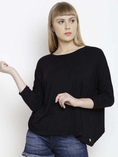 

FOREVER 21 Women Black Solid Styled Back Top