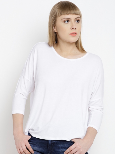 

FOREVER 21 Women White Solid Styled Back Top