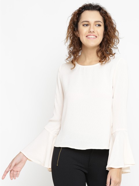 

FOREVER 21 Women Cream-Coloured Solid Top