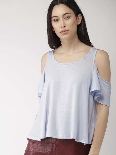 

FOREVER 21 Women Blue Solid Top