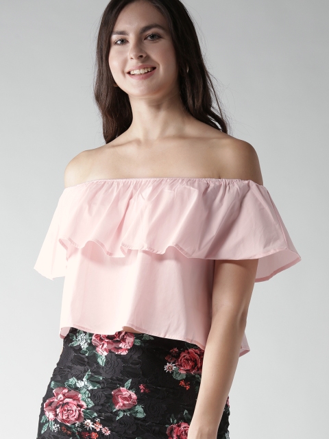 

FOREVER 21 Women Pink Bardot Top