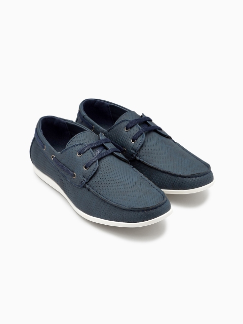 

next Men Blue Leather Boat Shoes