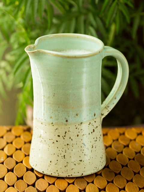 

ExclusiveLane Green & Off-White Ceramic Milk & Water Jug