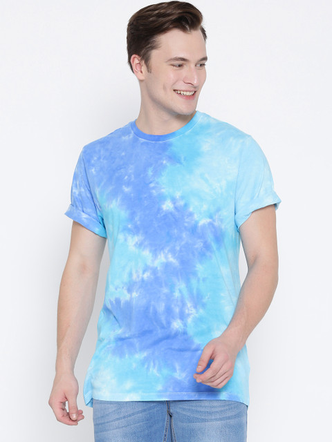 

FOREVER 21 Men Blue Dyed Round Neck T-shirt