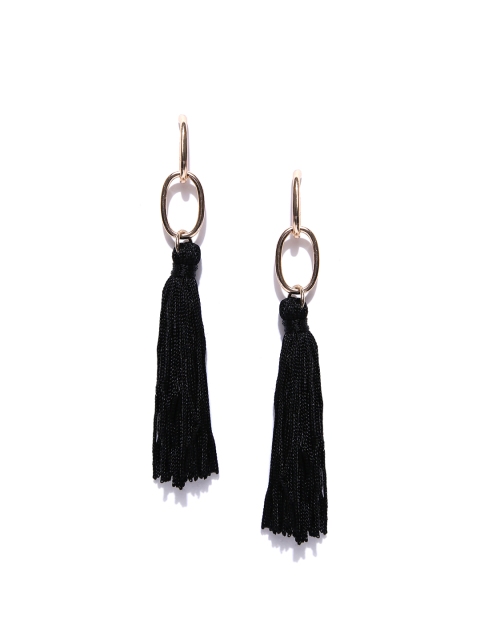 

FOREVER 21 Black & Gold-Toned Tassel Drop Earrings