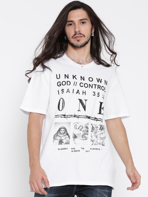 

FOREVER 21 Men White Printed Round Neck T-shirt