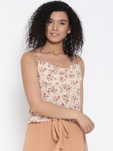 

FOREVER 21 Women Peach-Coloured Floral Print Top