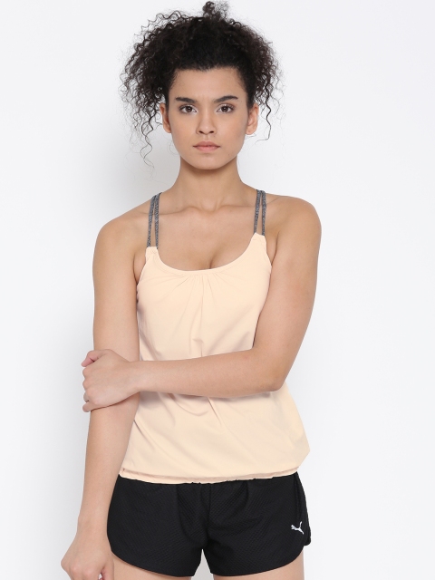 

FOREVER 21 Women Peach-Coloured Solid Styled Back Top