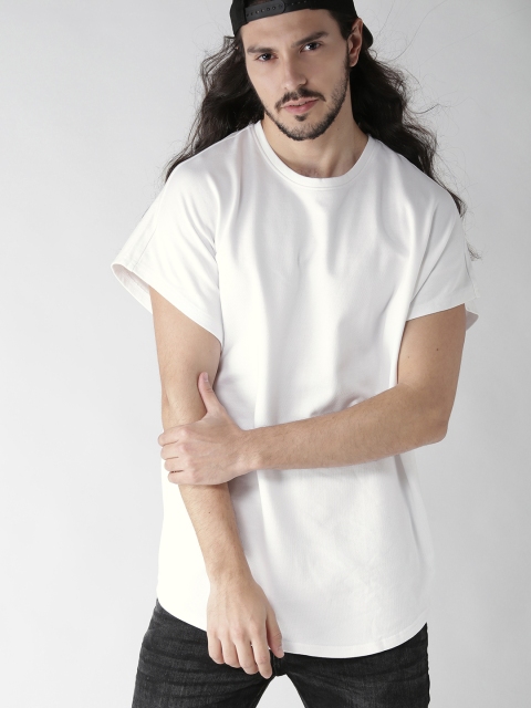 

FOREVER 21 Men White Solid Round Neck T-shirt