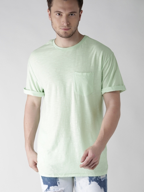 

FOREVER 21 Men Green Solid Round Neck T-shirt