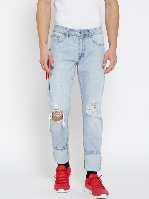 

FOREVER 21 Men Blue Slim Fit Mid-Rise Mildly Distressed Jeans