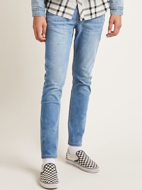 

FOREVER 21 Men Blue Slim Fit Mid-Rise Clean Look Stretchable Jeans