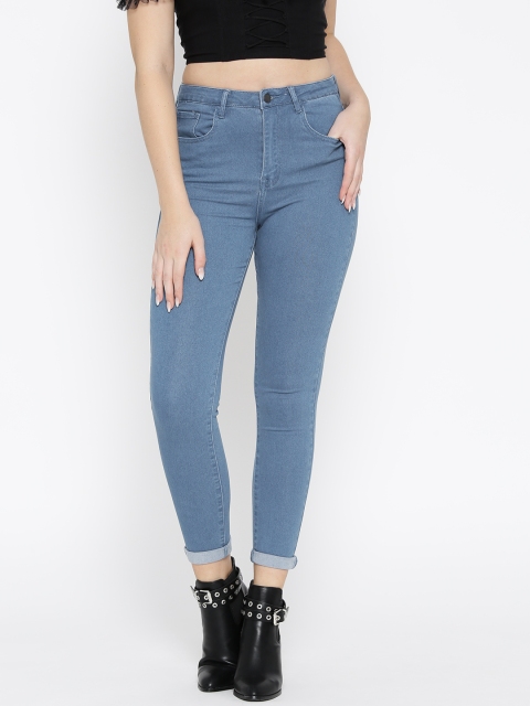 

FOREVER 21 Women Blue Mid-Rise Clean Look Stretchable Jeans
