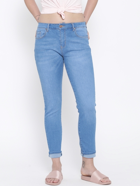 

FOREVER 21 Women Blue Mid-Rise Clean Look Stretchable Jeans