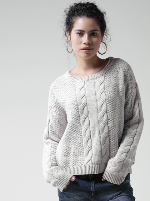 

FOREVER 21 Women Grey Cable Knit Sweater