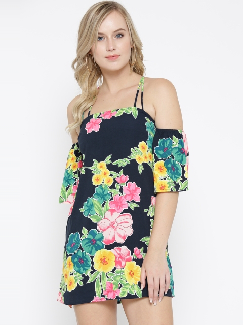 

FOREVER 21 Women Navy Printed A-Line Dress, Navy blue