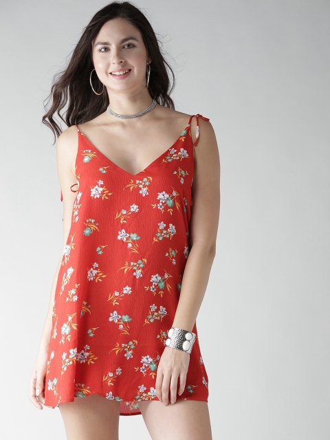 

FOREVER 21 Women Red Printed A-Line Dress
