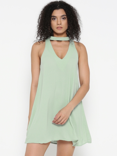 

FOREVER 21 Women Mint Green Solid A-Line Dress