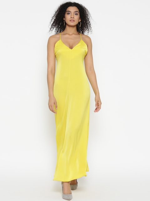 

FOREVER 21 Women Yellow Solid Maxi Dress