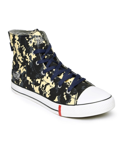 

Flying Machine Men Blue Printed Nicholas High-Top Sneakers
