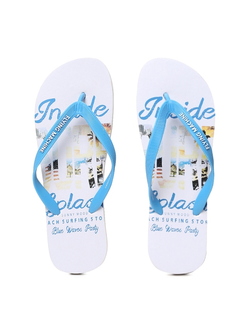 

Flying Machine Men Blue & White Printed Austin Flip-Flops