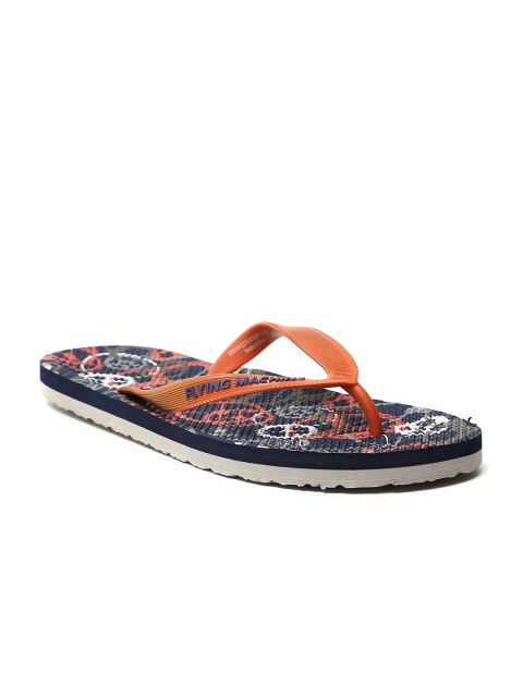 

Flying Machine Men Orange & Navy Printed Flip-Flops